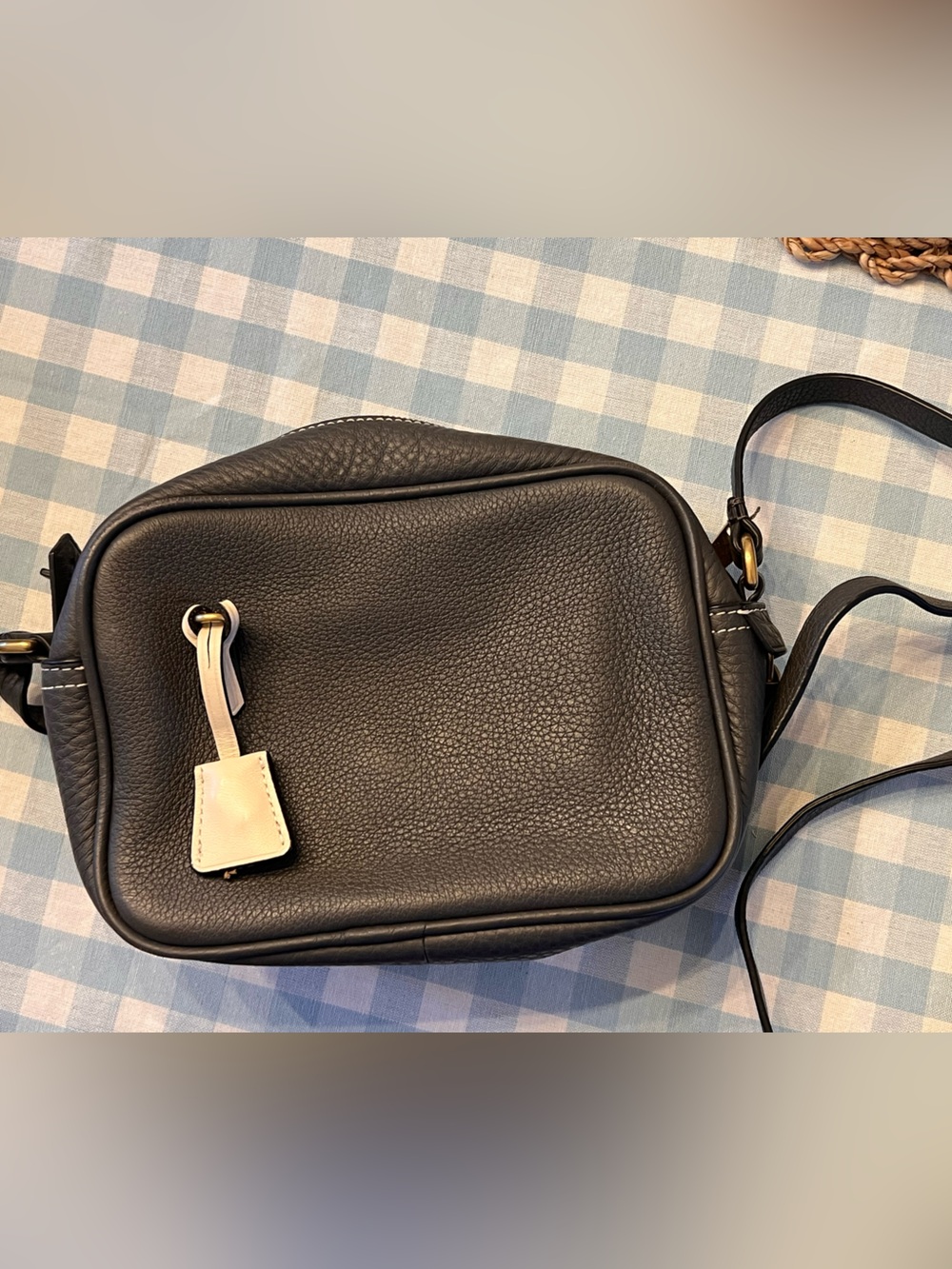 J.Crew Leather Crossbody Bag with Contrast Tag - Gray